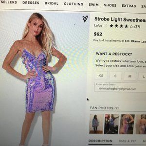 NWT Lulu's "Strobe Light Sweetheart" Dress